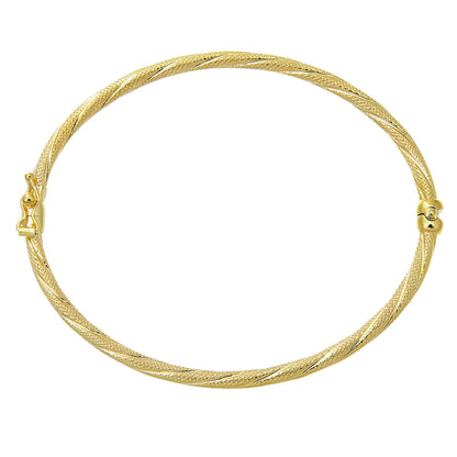 9ct Gold Textured Twist Hinged Bangle