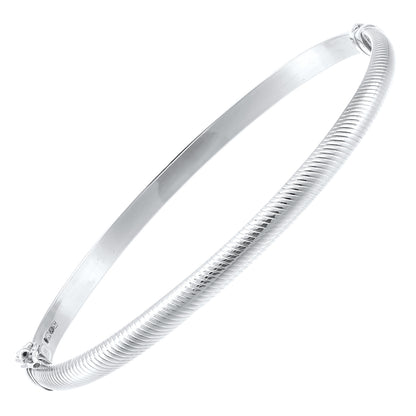 9ct White Gold Textured Hinged Bangle