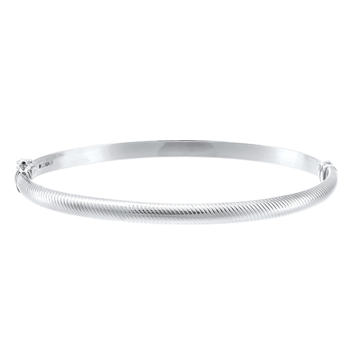 9ct White Gold Textured Hinged Bangle