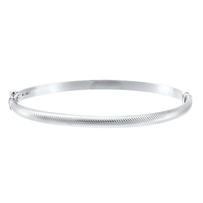 9ct White Gold Textured Hinged Bangle