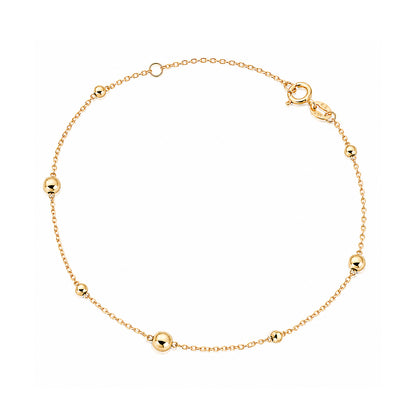9ct Gold 10" Ball Link Anklet