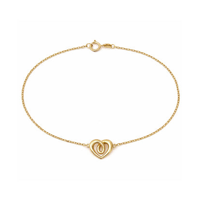9ct Gold 7.5" Heart Trace Bracelet