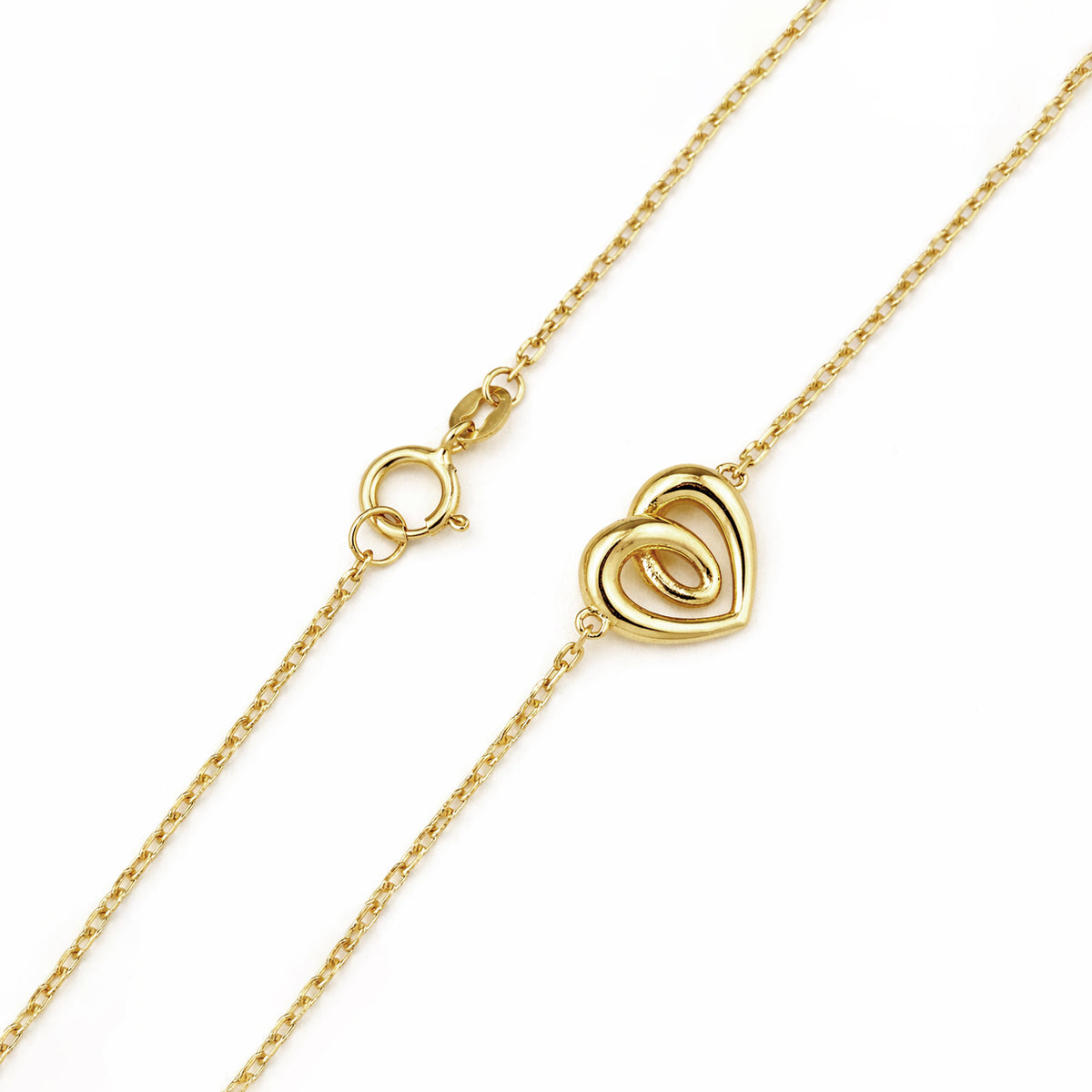 9ct Gold 7.5" Heart Trace Bracelet