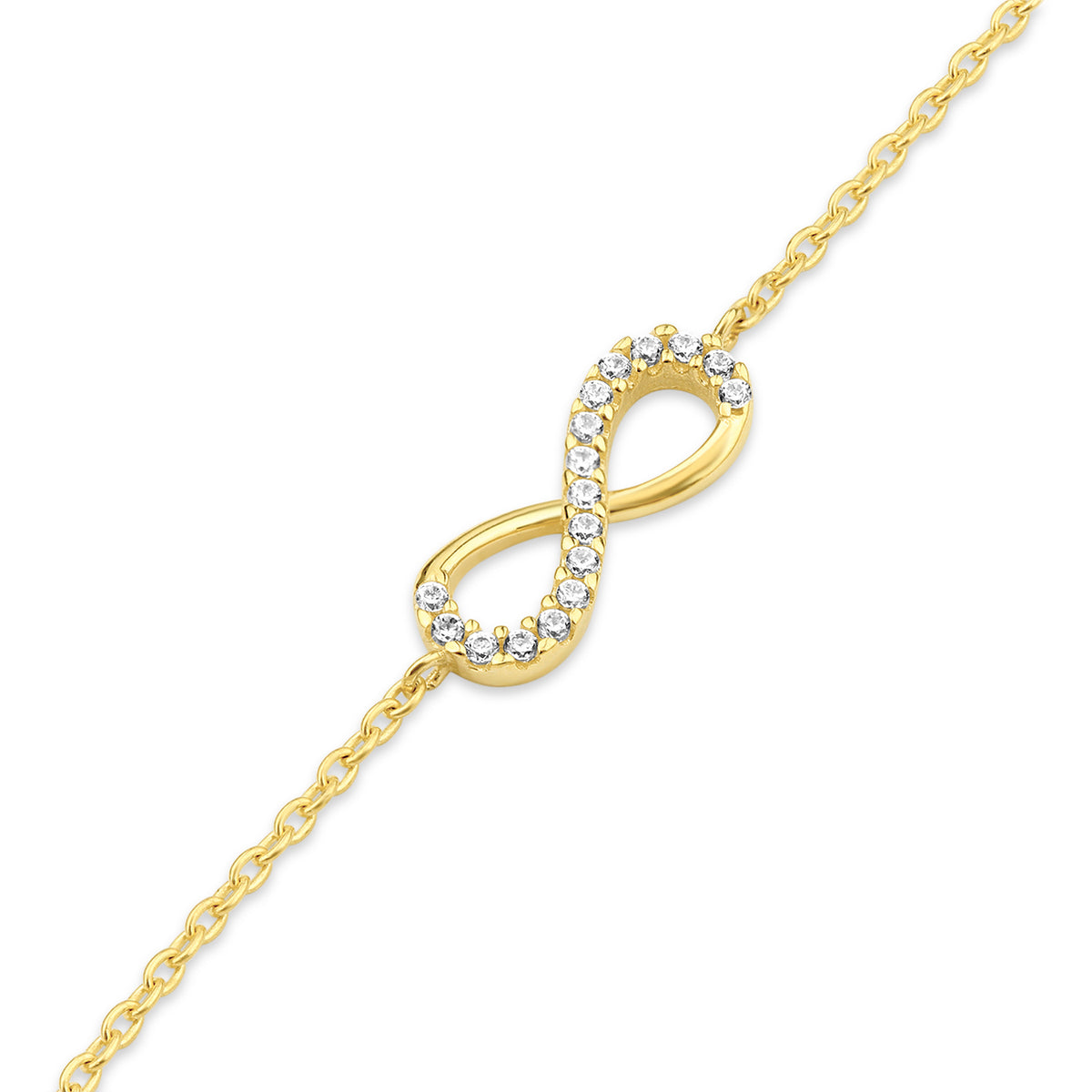 9ct Gold & Cubic Zirconia Infinity 6.5" - 7.5" Bracelet