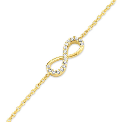 9ct Gold & Cubic Zirconia Infinity 6.5" - 7.5" Bracelet