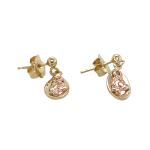 Preowned 9ct Yellow and Rose Welsh Gold Tree of Life Drop Earrings with the weight 1.80 grams. The earrings are Welsh Gold Cymru Metal and the backs are Welsh Clogau gold