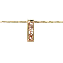 Load image into Gallery viewer, Preowned 9ct Yellow and Rose Gold Clogau Cariad Pendant on an 18&quot; Clogau curb chain with the weight 4.80 grams. The pendant is 2.1cm long
