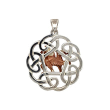 Load image into Gallery viewer, New 925 Silver with 9ct Rose Gold Welsh Dragon Celtic Knot Pendant with the weight 5.70 grams
