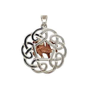 New 925 Silver with 9ct Rose Gold Welsh Dragon Celtic Knot Pendant with the weight 5.70 grams