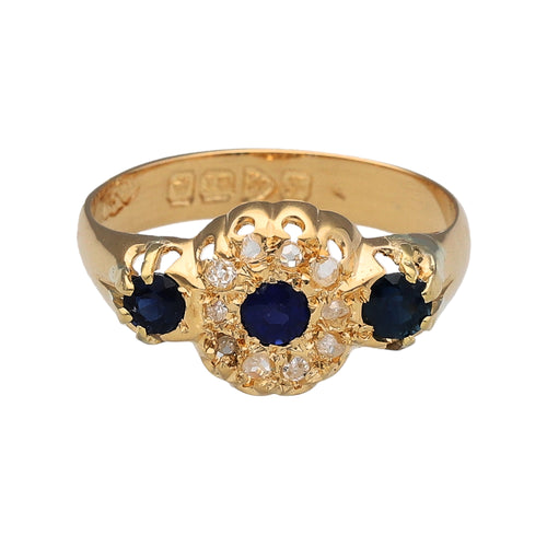 18ct Gold Diamond & Sapphire Antique Ring