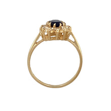 Load image into Gallery viewer, 9ct Gold Blue Stone &amp; Cubic Zirconia Set Cluster Ring
