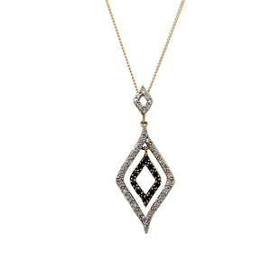9ct Gold White and Black Diamond Set 18" Necklace