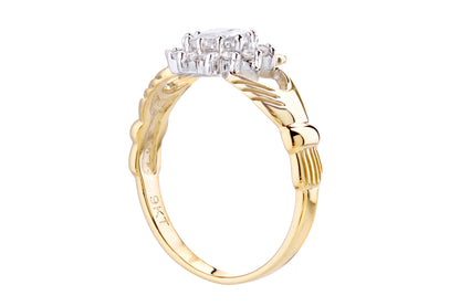 9ct Gold & Cubic Zirconia Claddagh Ring
