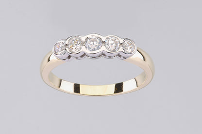 9ct Gold & Cubic Zirconia Five Stone Band Ring