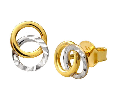9ct Gold Double Circle Stud Earrings