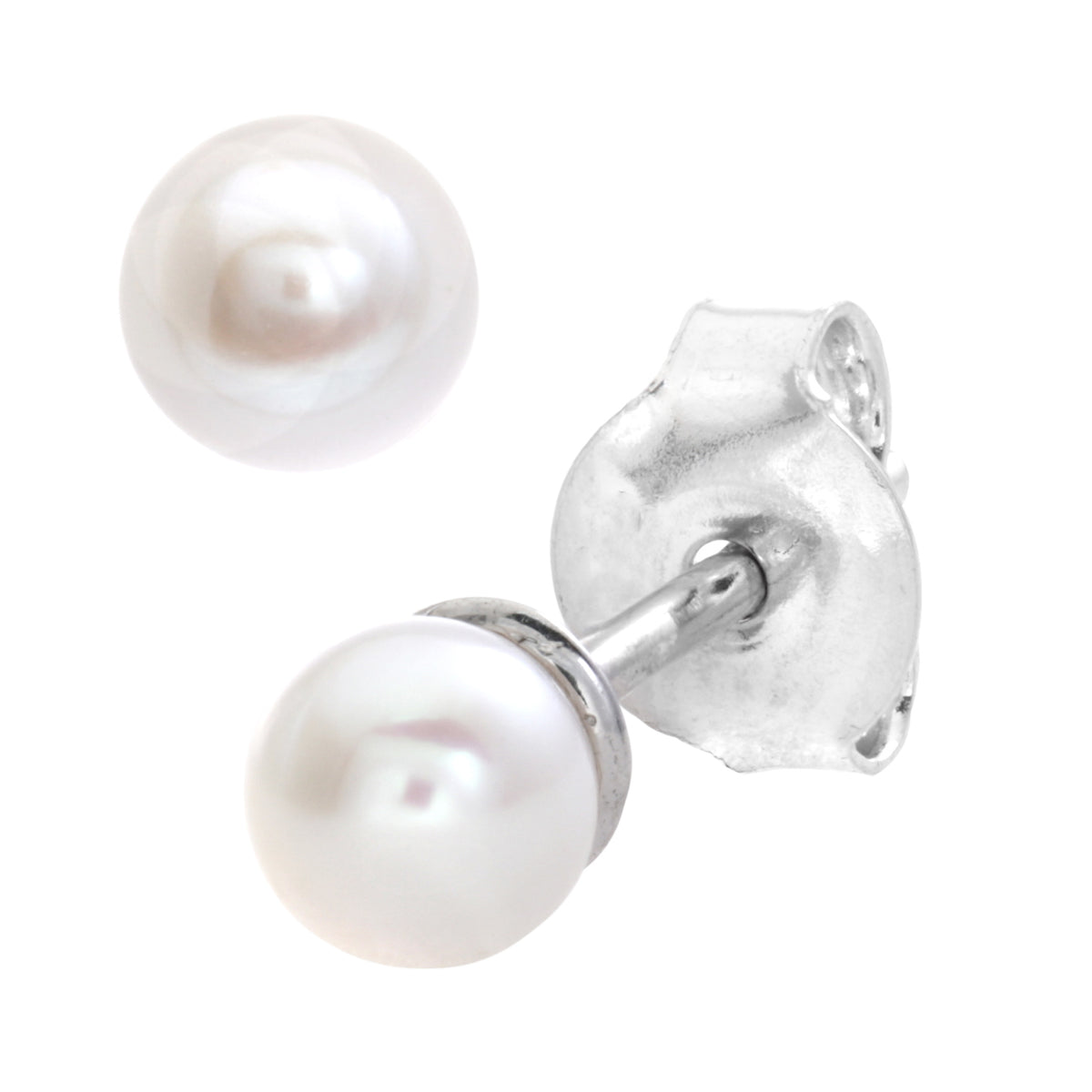 9ct White Gold & Pearl Stud Earrings