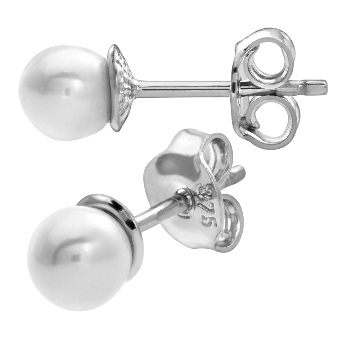 9ct White Gold & Pearl Stud Earrings