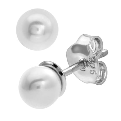 9ct White Gold & Pearl Stud Earrings