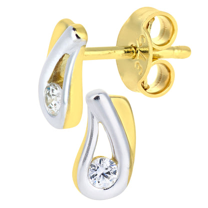 9ct Gold & Cubic Zirconia Teardrop Stud Earrings
