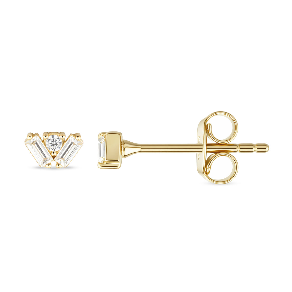 9ct Gold & Cubic Zirconia Triangle Cluster Stud Earrings