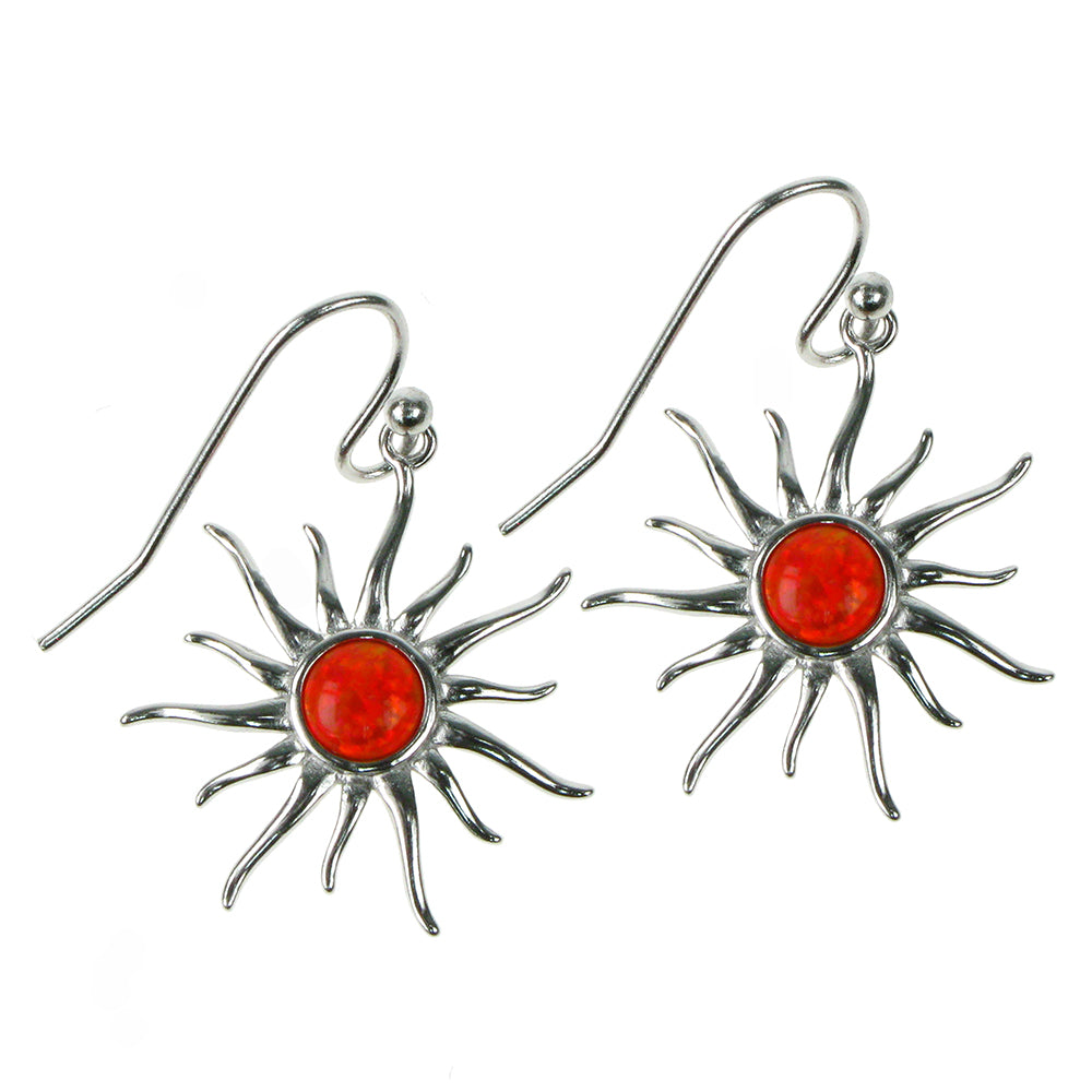925 Silver & Fire Opal Sun Drop Earrings