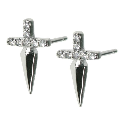 925 Silver & Cubic Zirconia Set Cross Stud Earrings