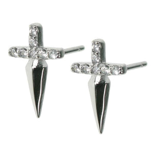 925 Silver & Cubic Zirconia Set Cross Stud Earrings