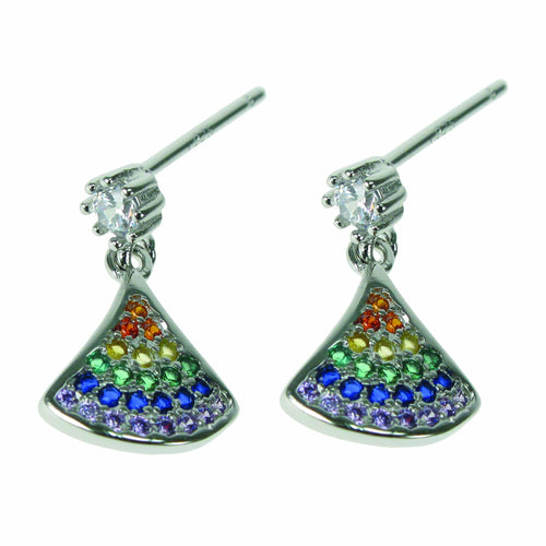 925 Silver & Cubic Zirconia Rainbow Fan Stud Earrings