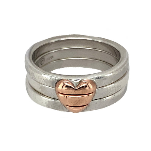925 Silver Clogau Heart Cariad Stacker Band Ring