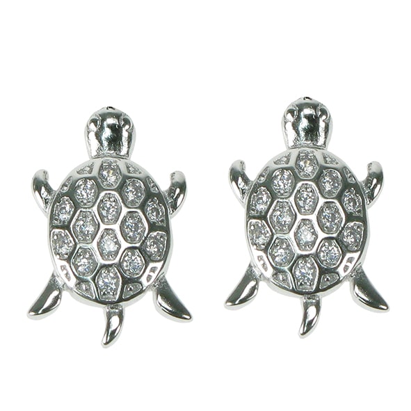 925 Silver & Cubic Zirconia Turtle Stud Earrings