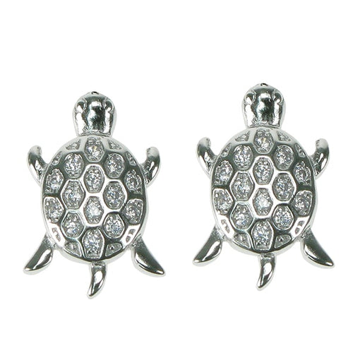 925 Silver & Cubic Zirconia Turtle Stud Earrings