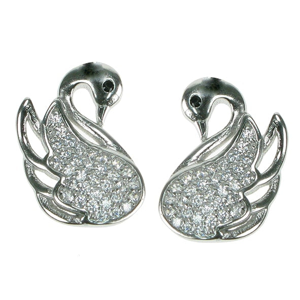 925 Silver & Cubic Zirconia Swan Stud Earrings
