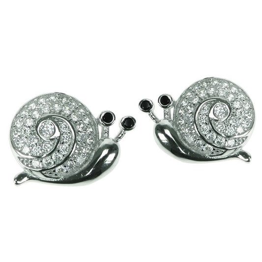 925 Silver & Cubic Zirconia Snail Stud Earrings