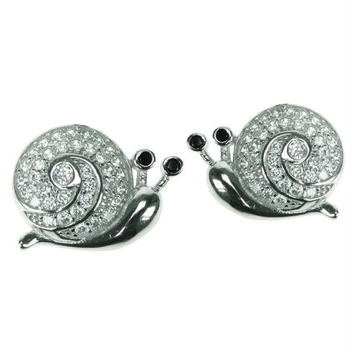 925 Silver & Cubic Zirconia Snail Stud Earrings