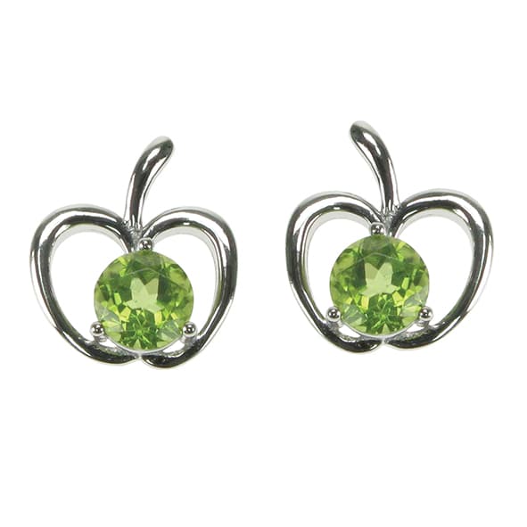925 Silver & Peridot Apple Stud Earrings