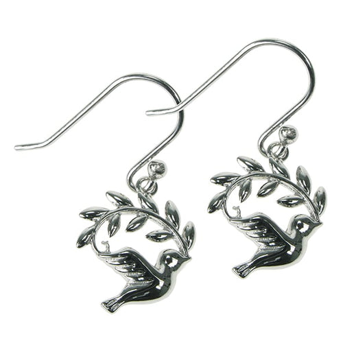925 Silver Dove of Peace Dropper Earrings