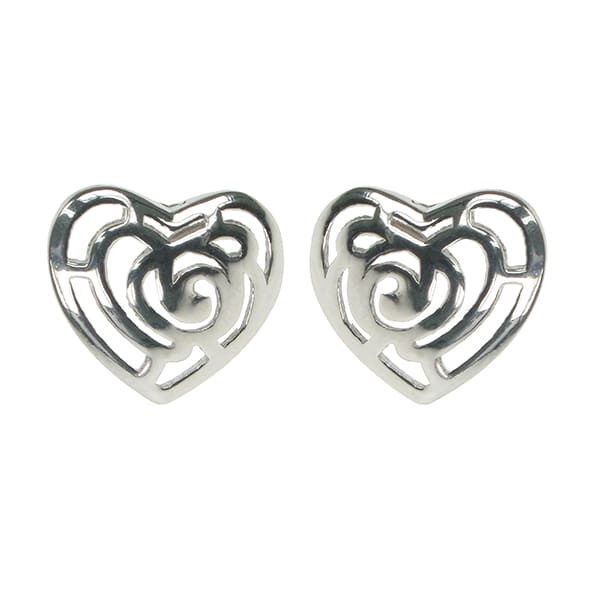 925 Silver Swirl Heart Stud Earrings