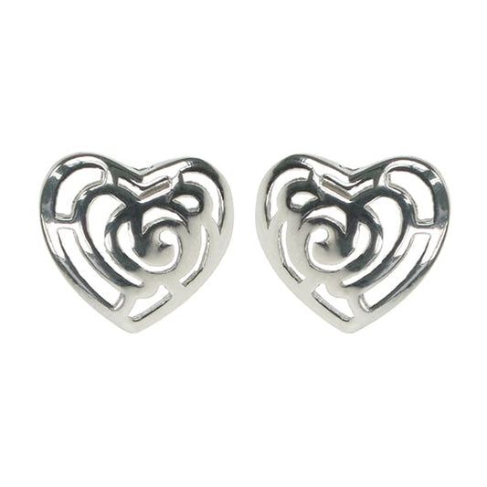 925 Silver Swirl Heart Stud Earrings