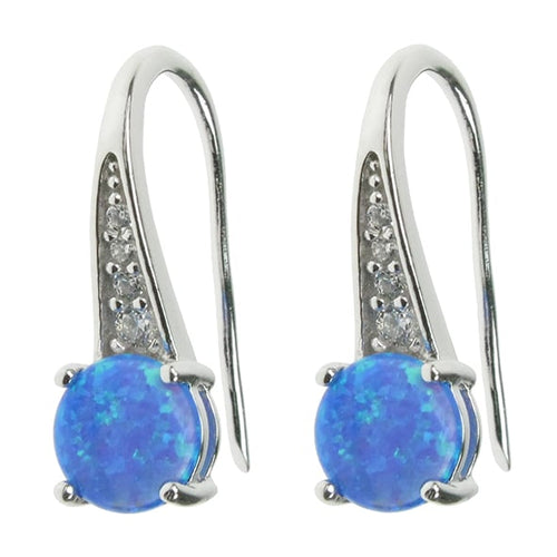 925 Silver Blue Opalique & Cubic Zirconia Earrings