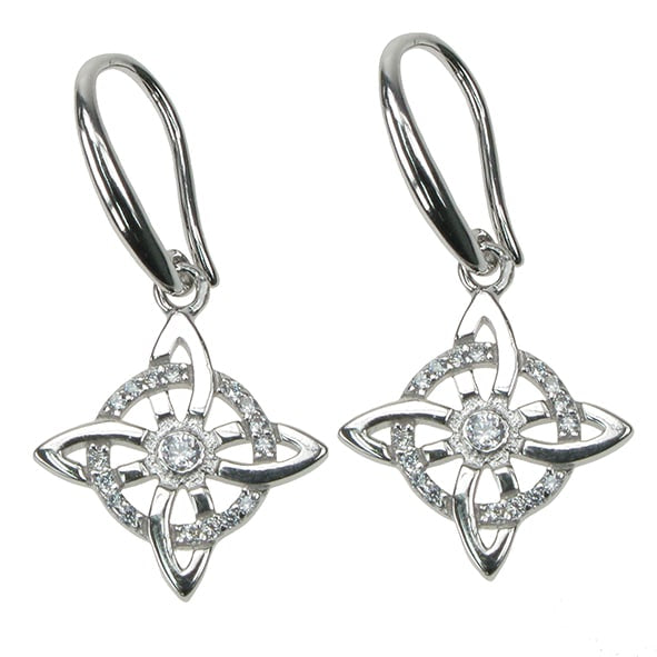 925 Silver & Cubic Zirconia Celtic Knot Dropper Earrings