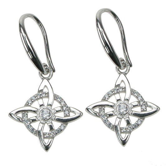 925 Silver & Cubic Zirconia Celtic Knot Dropper Earrings