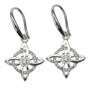 925 Silver & Cubic Zirconia Celtic Knot Dropper Earrings