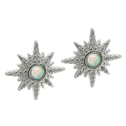 925 Silver & Snow Sopal Star Stud Earrings