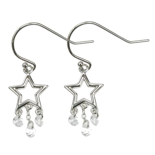 925 Silver & Cubic Zirconia Dangle Star Drop Earrings