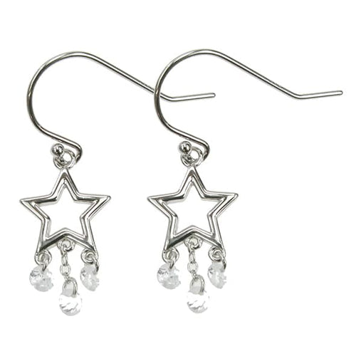 925 Silver & Cubic Zirconia Dangle Star Drop Earrings