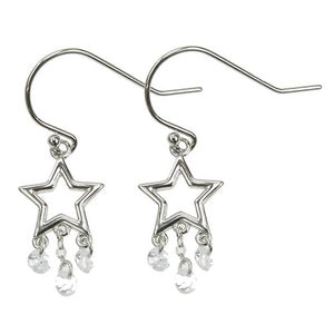925 Silver & Cubic Zirconia Dangle Star Drop Earrings