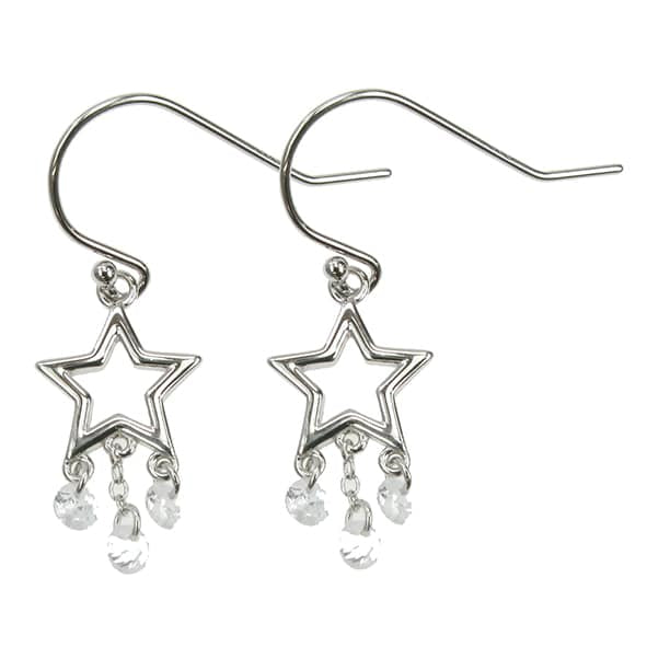 925 Silver & Cubic Zirconia Dangle Star Drop Earrings