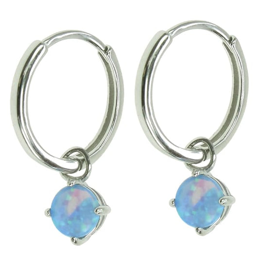 925 Silver & Blue Sky Opal Hoop Earrings