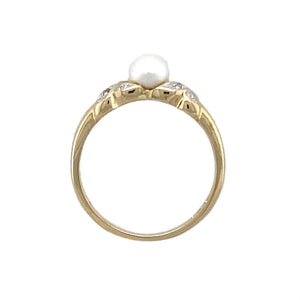 9ct Gold Diamond & Pearl Set Ring