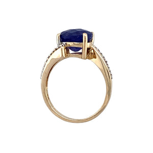 9ct Gold Diamond & Blue Stone Wrap Around Ring